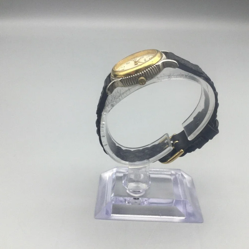 Vtg Fossil Women Watch 27mm Two Tone Braided Black Leather Date New Battery